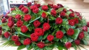 Red rose coffin spray